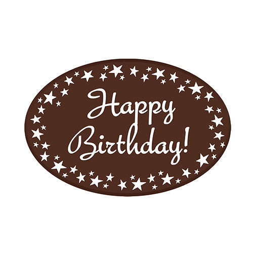 Wholesale Varda "Happy Birthday" Oval Chocolate Décor- Bulk