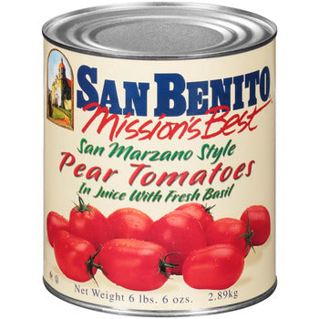 Wholesale San Benito San Benito Whole Peeled Pear Tomatoes with Basil- Bulk