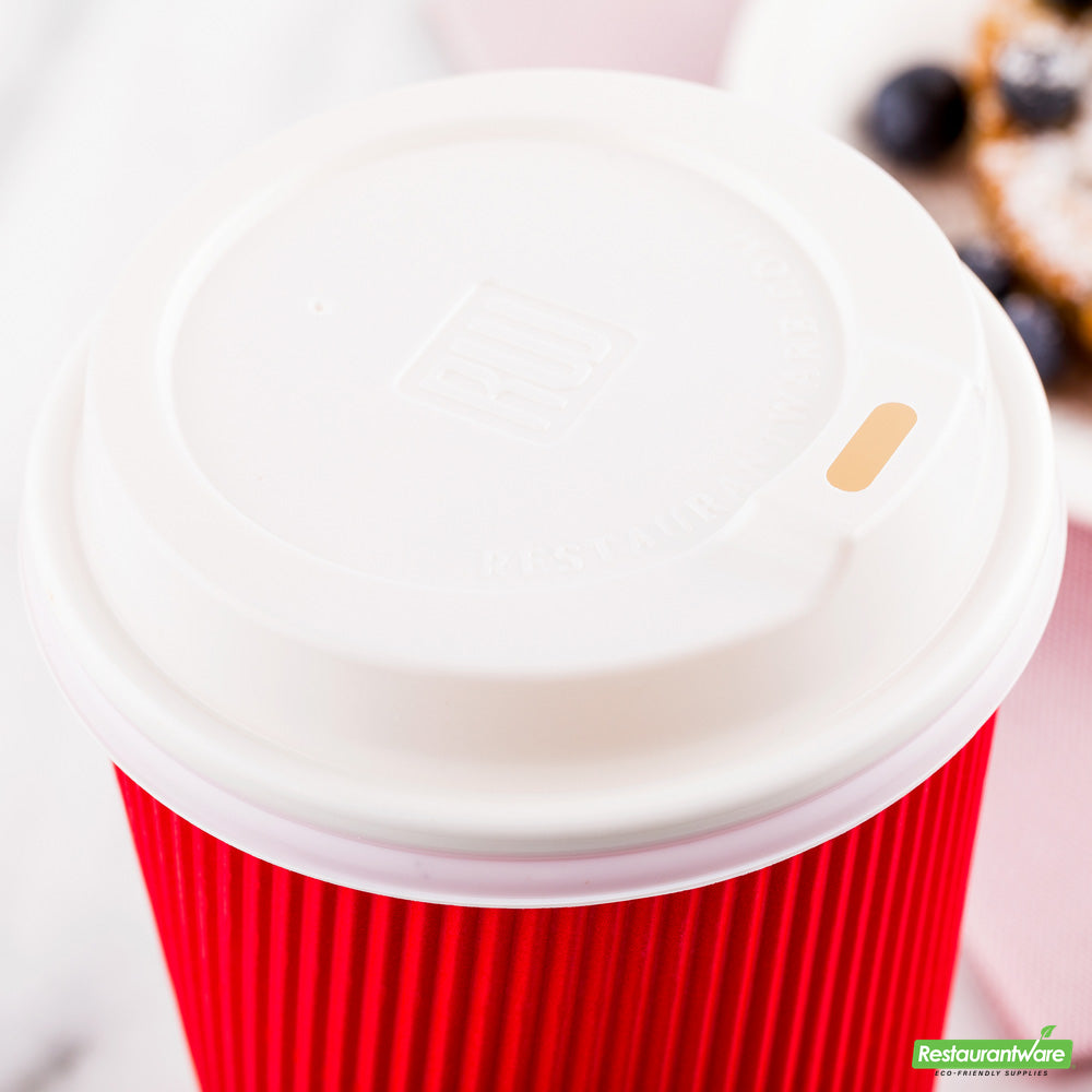Wholesale Restaurantware White Plastic Coffee Cup Lid - Fits 8, 12, 16 and 20 Oz - 3.6" X 3.6" X 0.9"- Bulk