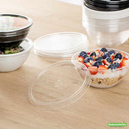 Wholesale Restaurantware Round Clear Plastic Lid - Fits 7 Oz Salad Bowl- Bulk