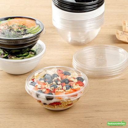Wholesale Restaurantware Round Clear Plastic Lid - Fits 7 Oz Salad Bowl- Bulk