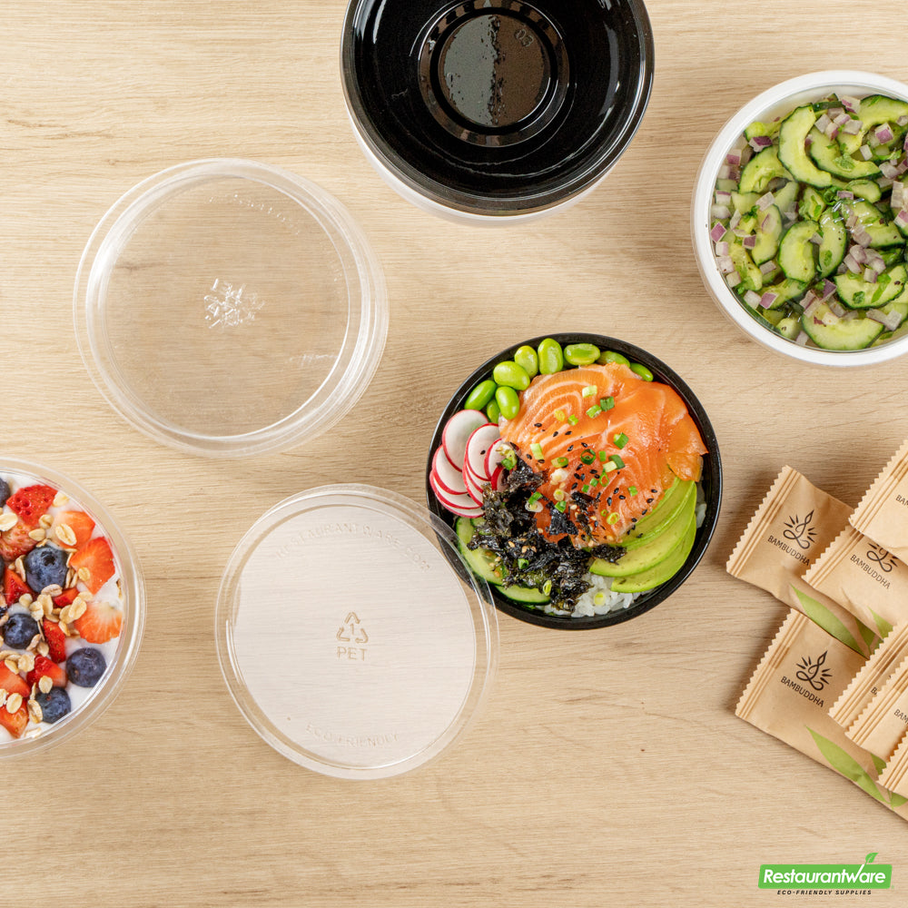 Wholesale Restaurantware Round Clear Plastic Lid - Fits 7 Oz Salad Bowl- Bulk