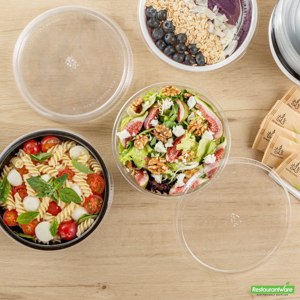 Wholesale Restaurantware Round Clear Plastic Lid - Fits 21 Oz Salad Bowl- Bulk