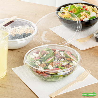 Wholesale Restaurantware Round Clear Plastic Lid - Fits 21 Oz Salad Bowl- Bulk