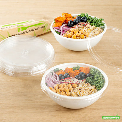 Wholesale Restaurantware Round Clear Plastic Lid - Fits 18 Oz Salad Bowl- Bulk