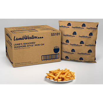 Wholesale Lamb Weston Straight Cut Seashore Style Skin-on French Fries 5lb- Bulk