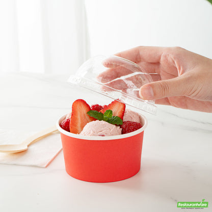 Wholesale Restaurantware Coppetta Round Clear Plastic to Go Cup Dome Lid - Fits 8 Oz- Bulk