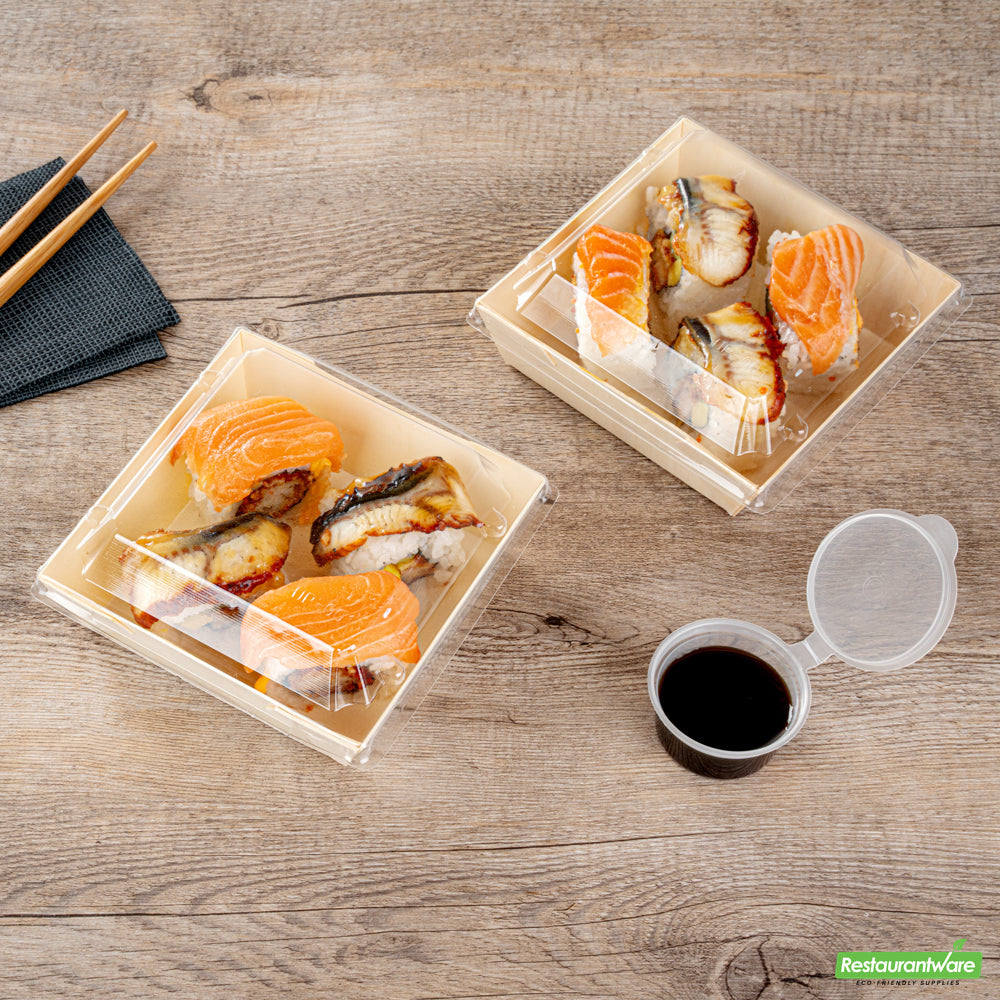 Wholesale Restaurantware Taipei Clear Plastic Lid - Fits Square Poplar Flare Container- Bulk