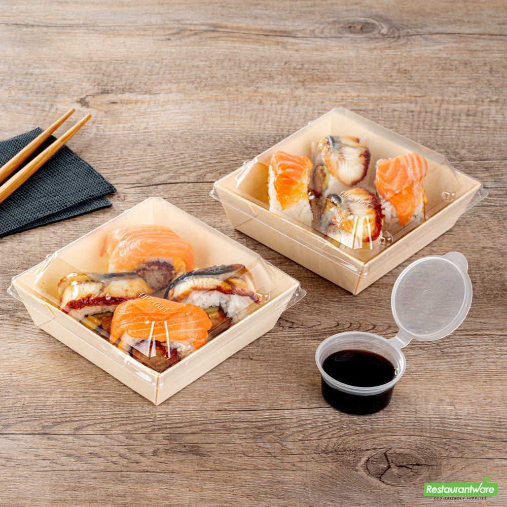 Wholesale Restaurantware Taipei Clear Plastic Lid - Fits Square Poplar Flare Container- Bulk