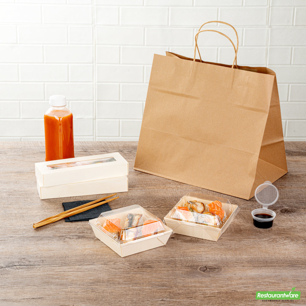 Wholesale Restaurantware Taipei Clear Plastic Lid - Fits Square Poplar Flare Container- Bulk