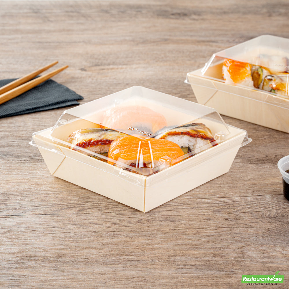 Wholesale Restaurantware Taipei Clear Plastic Lid - Fits Square Poplar Flare Container- Bulk