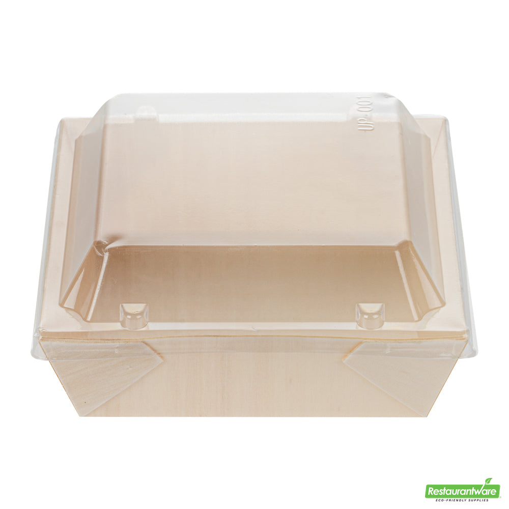 Wholesale Restaurantware Taipei Clear Plastic Lid - Fits Square Poplar Flare Container- Bulk