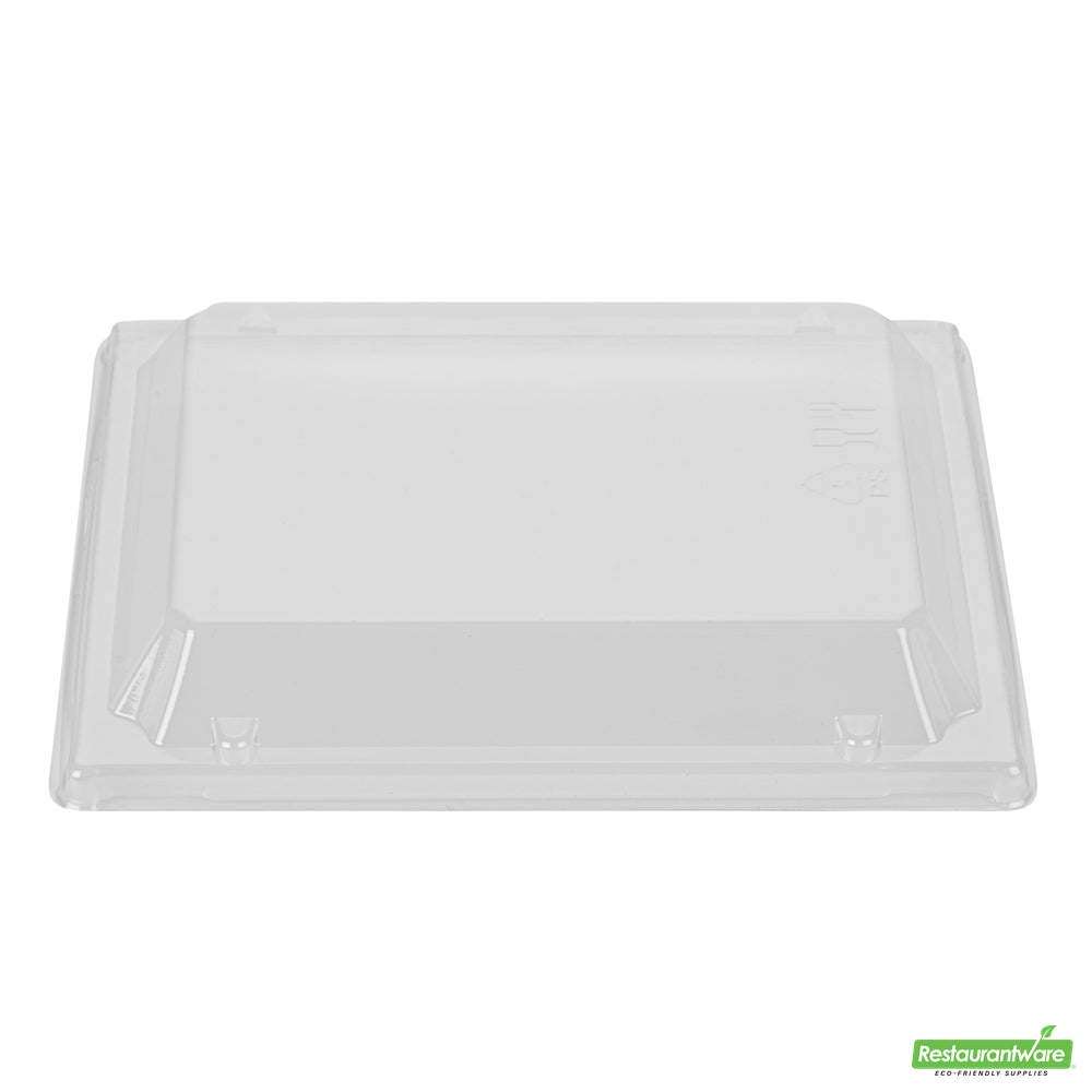 Wholesale Restaurantware Taipei Clear Plastic Lid - Fits Rectangle Poplar Short Flare Container- Bulk