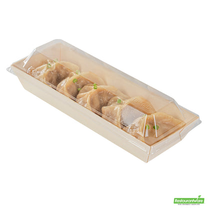 Wholesale Restaurantware Taipei Clear Plastic Lid - Fits Rectangle Poplar Long Flare Container- Bulk