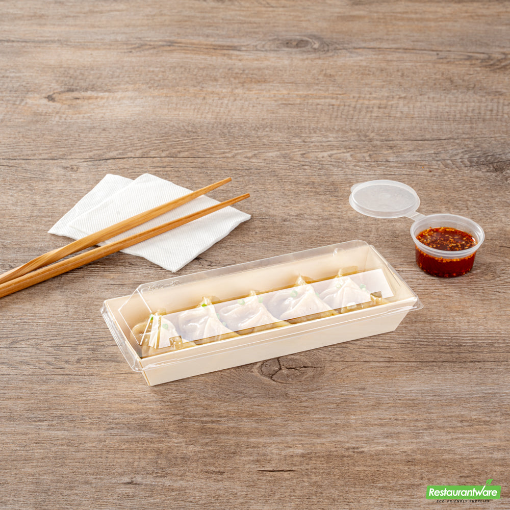 Wholesale Restaurantware Taipei Clear Plastic Lid - Fits Rectangle Poplar Long Flare Container- Bulk