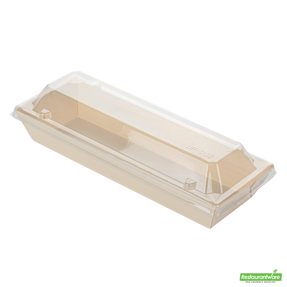Wholesale Restaurantware Taipei Clear Plastic Lid - Fits Rectangle Poplar Long Flare Container- Bulk