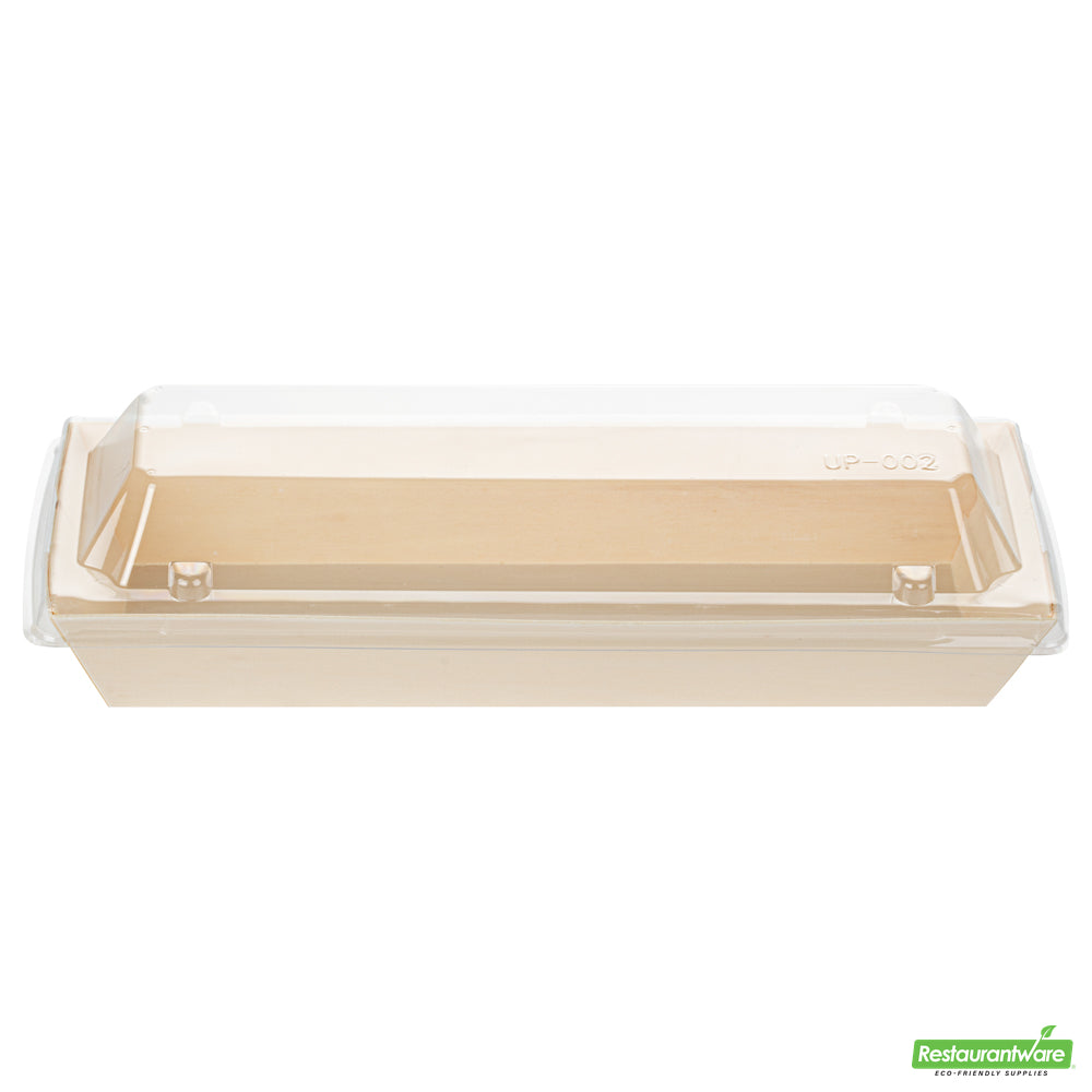 Wholesale Restaurantware Taipei Clear Plastic Lid - Fits Rectangle Poplar Long Flare Container- Bulk