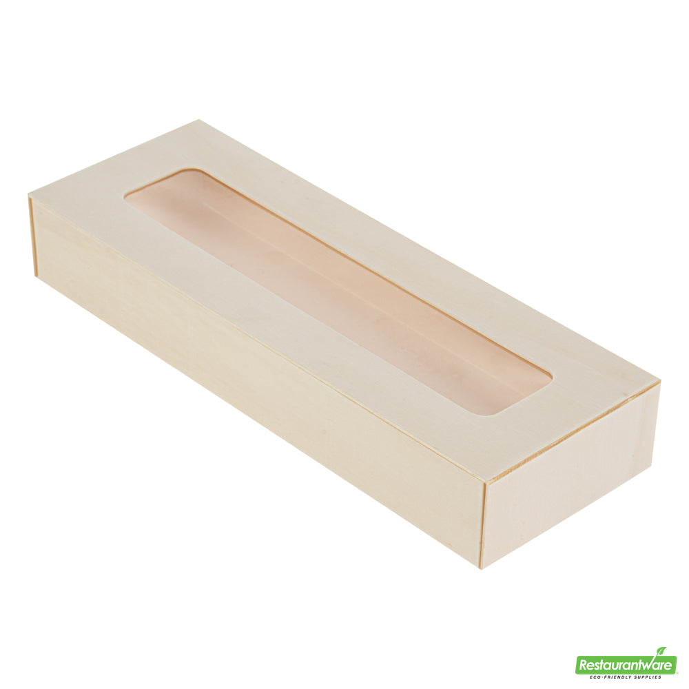 Wholesale Restaurantware Taipei 9 Oz Rectangle Poplar Container - with Window Flap Lid- Bulk