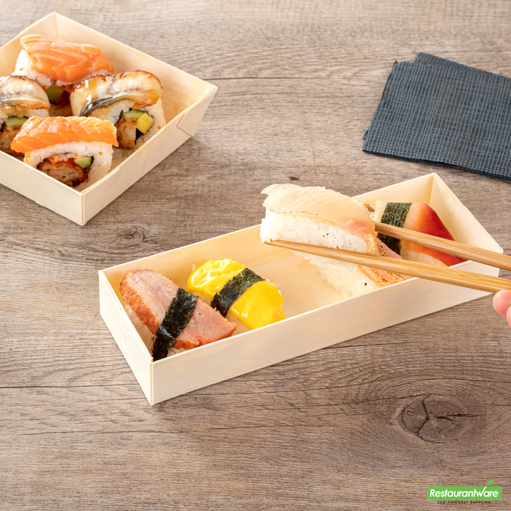 Wholesale Restaurantware Taipei 9 Oz Rectangle Poplar Container - with Window Flap Lid- Bulk