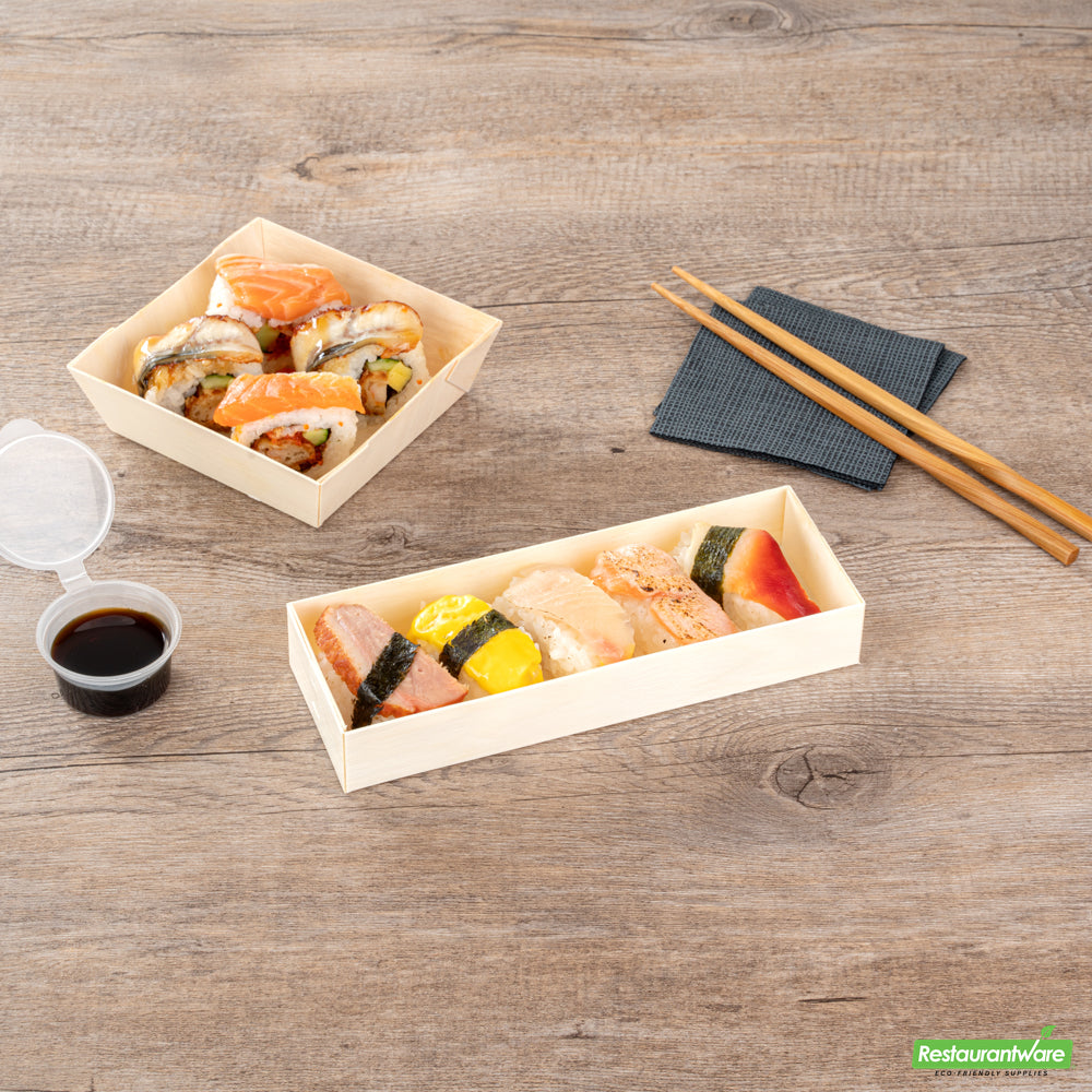 Wholesale Restaurantware Taipei 9 Oz Rectangle Poplar Container - with Window Flap Lid- Bulk