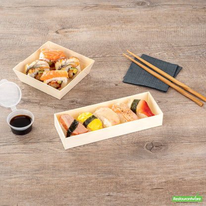 Wholesale Restaurantware Taipei 9 Oz Rectangle Poplar Container - with Window Flap Lid- Bulk