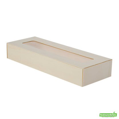 Wholesale Restaurantware Taipei 9 Oz Rectangle Poplar Container - with Window Flap Lid- Bulk