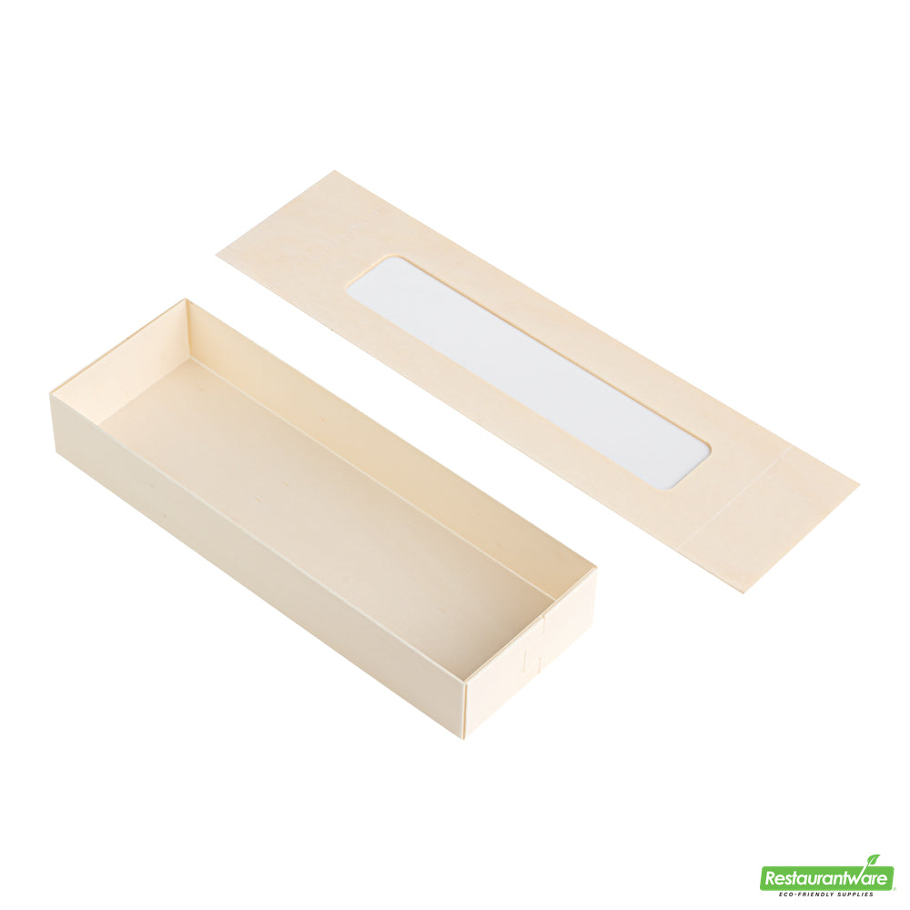 Wholesale Restaurantware Taipei 9 Oz Rectangle Poplar Container - with Window Flap Lid- Bulk