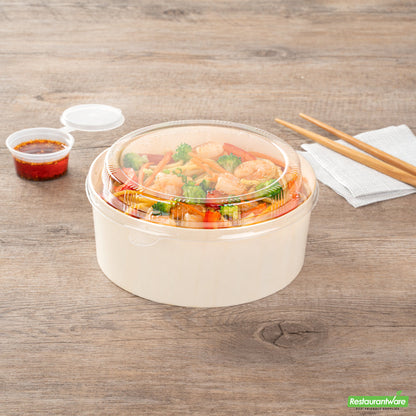 Wholesale Restaurantware Taipei Clear Plastic Lid - Fits Round Poplar Small and Deep Containers- Bulk
