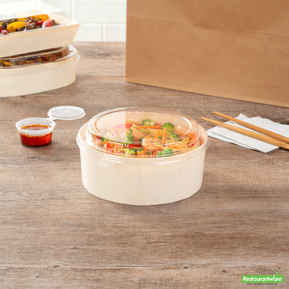 Wholesale Restaurantware Taipei Clear Plastic Lid - Fits Round Poplar Small and Deep Containers- Bulk
