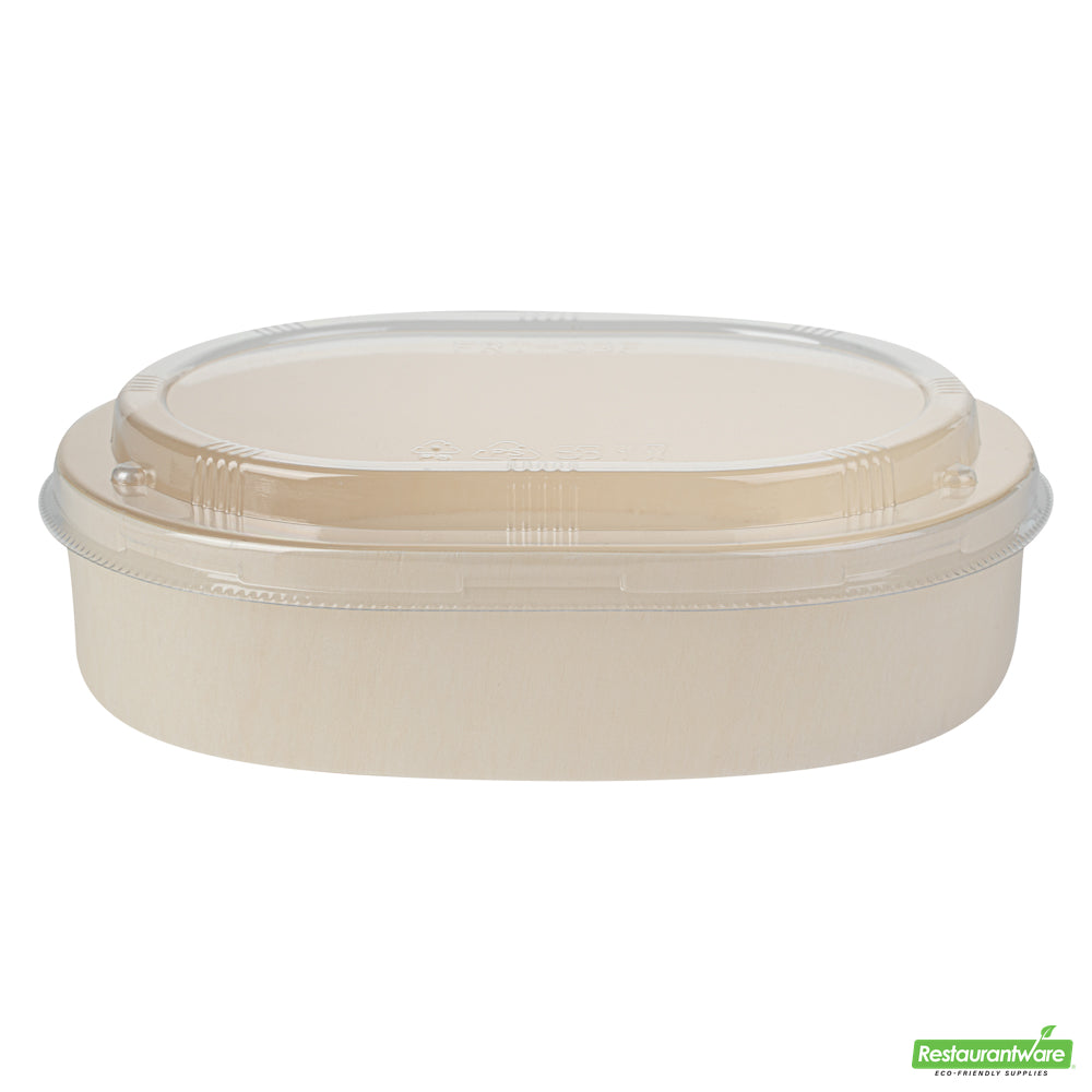 Wholesale Restaurantware Taipei Clear Plastic Lid - Fits Oval Poplar Container- Bulk