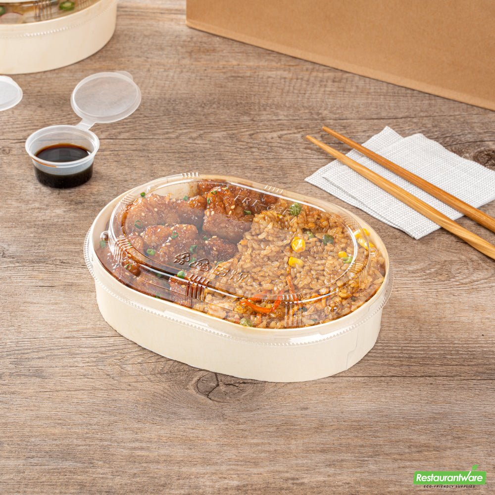 Wholesale Restaurantware Taipei Clear Plastic Lid - Fits Oval Poplar Container- Bulk