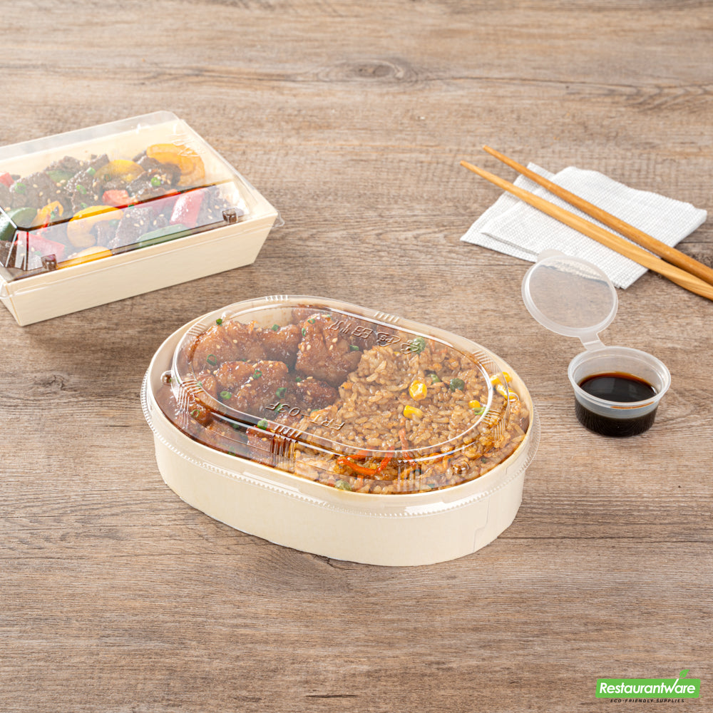 Wholesale Restaurantware Taipei Clear Plastic Lid - Fits Oval Poplar Container- Bulk