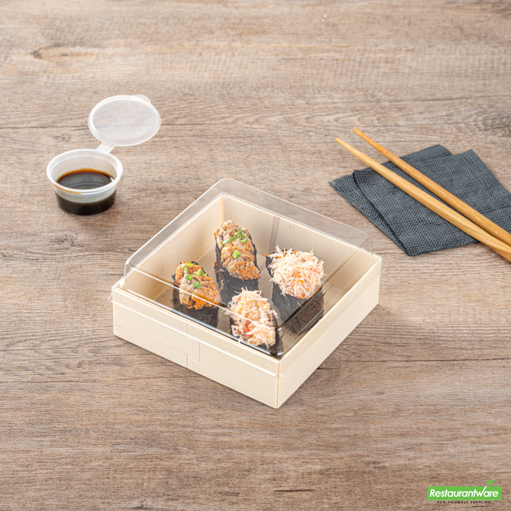Wholesale Restaurantware Taipei Clear Plastic Lid - Fits Square Poplar Straight Container- Bulk