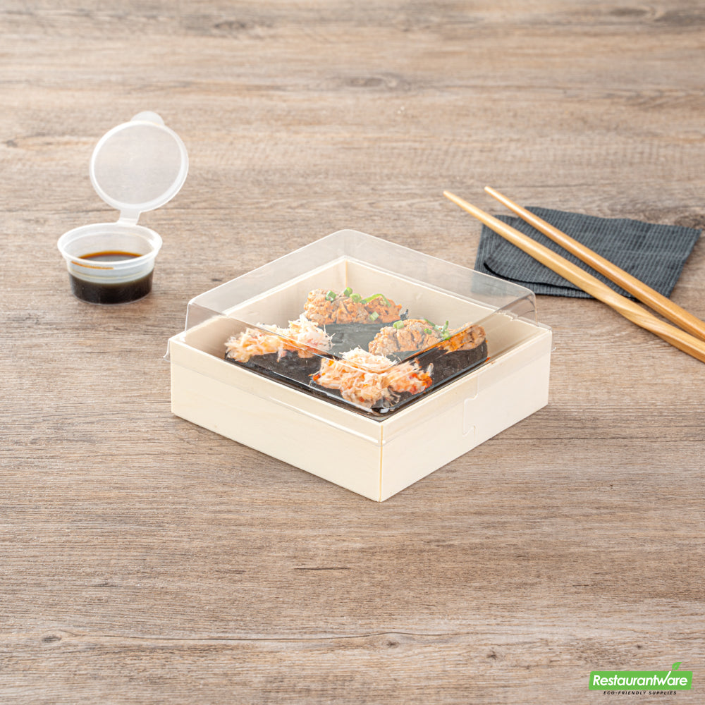 Wholesale Restaurantware Taipei Clear Plastic Lid - Fits Square Poplar Straight Container- Bulk