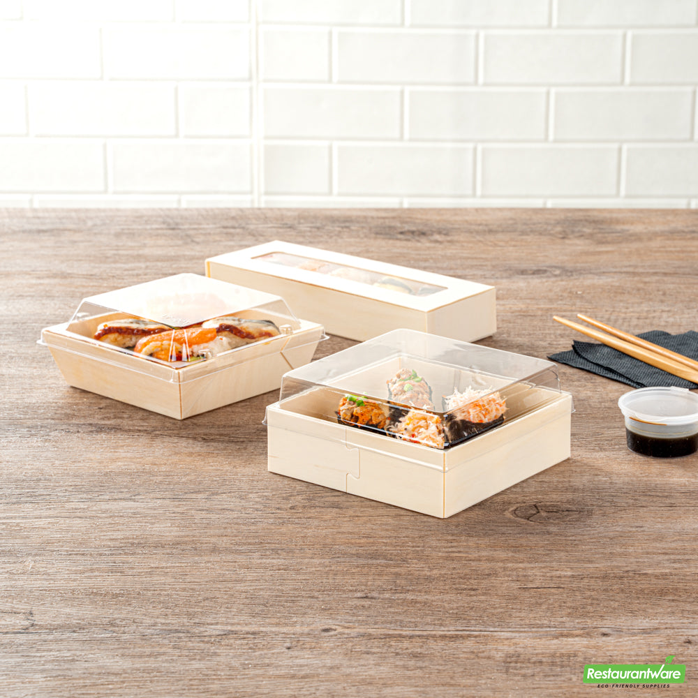 Wholesale Restaurantware Taipei Clear Plastic Lid - Fits Square Poplar Straight Container- Bulk