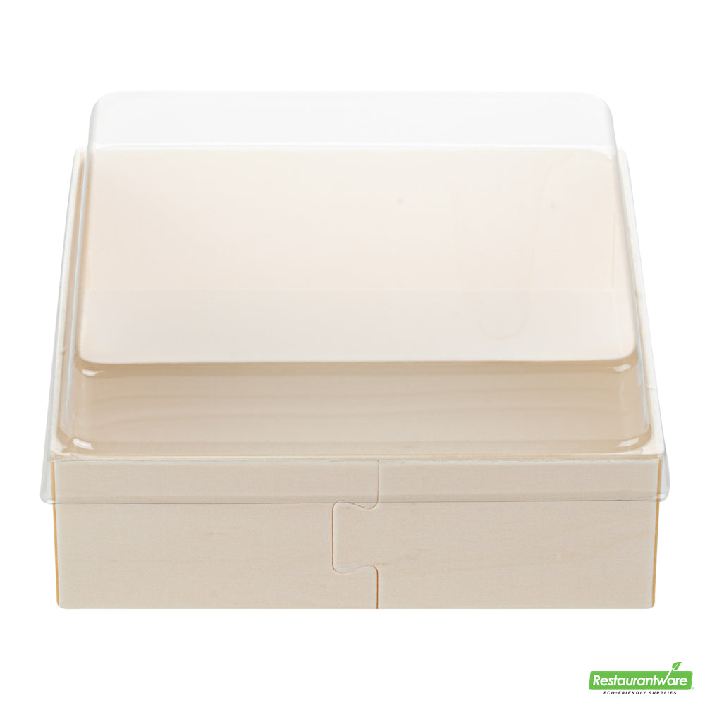 Wholesale Restaurantware Taipei Clear Plastic Lid - Fits Square Poplar Straight Container- Bulk