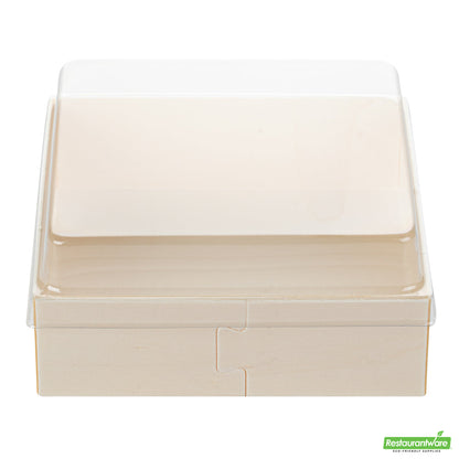 Wholesale Restaurantware Taipei Clear Plastic Lid - Fits Square Poplar Straight Container- Bulk
