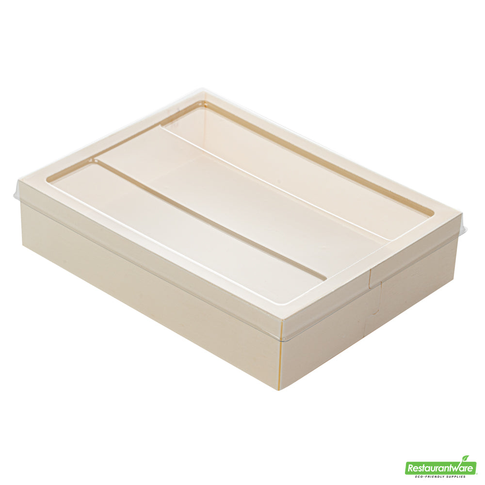 Wholesale Restaurantware Taipei Clear Plastic Lid - Fits Rectangle Poplar Short Straight Container- Bulk