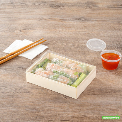 Wholesale Restaurantware Taipei Clear Plastic Lid - Fits Rectangle Poplar Short Straight Container- Bulk