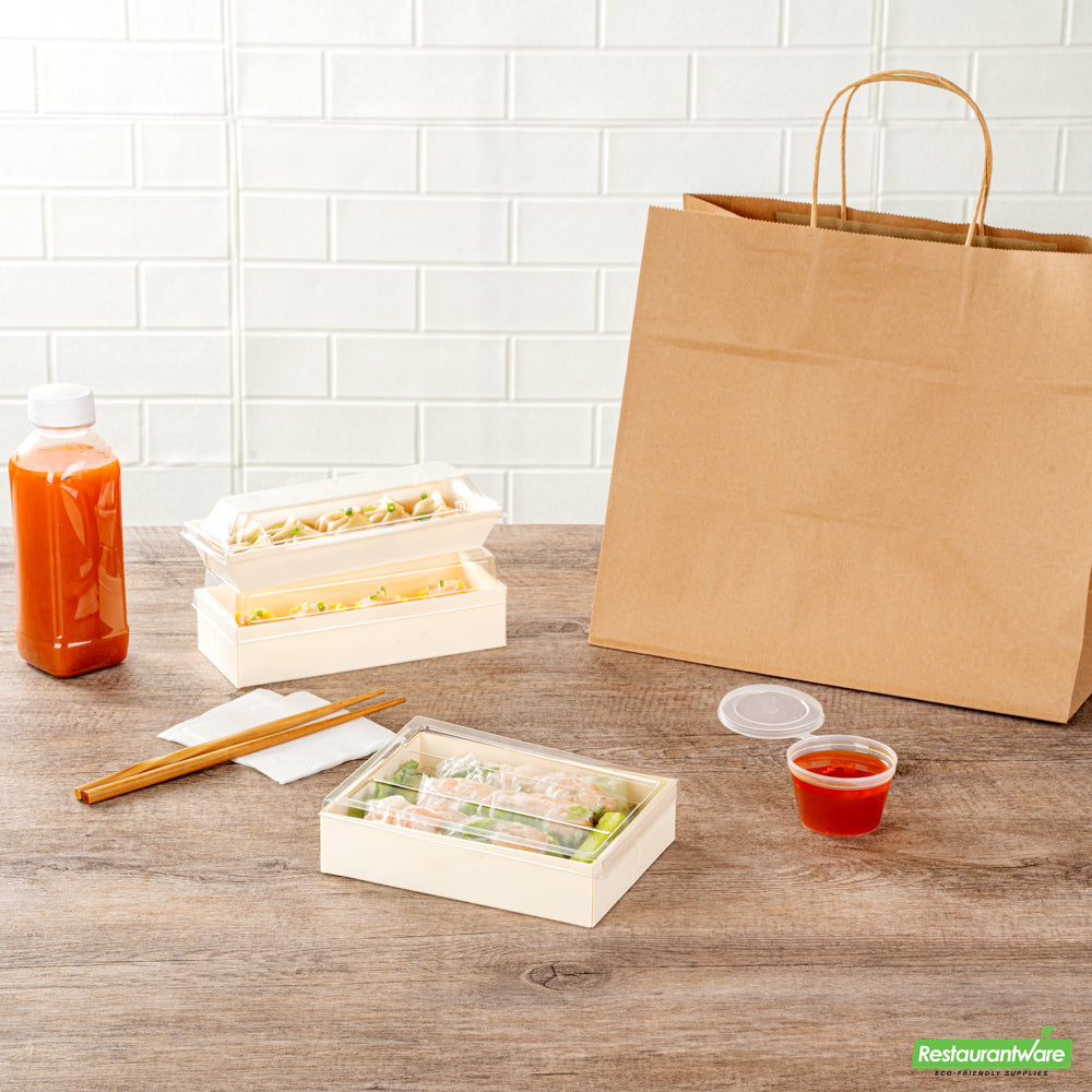 Wholesale Restaurantware Taipei Clear Plastic Lid - Fits Rectangle Poplar Short Straight Container- Bulk