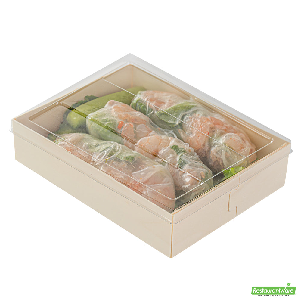 Wholesale Restaurantware Taipei Clear Plastic Lid - Fits Rectangle Poplar Short Straight Container- Bulk