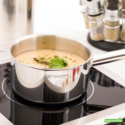Wholesale Restaurantware Met Lux 1.5 Qt Stainless Steel Sauce Pan - Induction Ready, Single Handle- Bulk