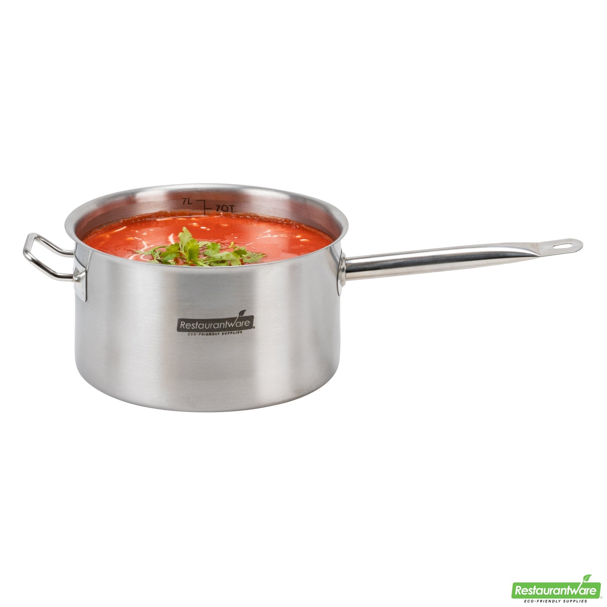 Wholesale Restaurantware Met Lux 7.5 Qt Stainless Steel Sauce Pan - Induction Ready, Dual Handle- Bulk