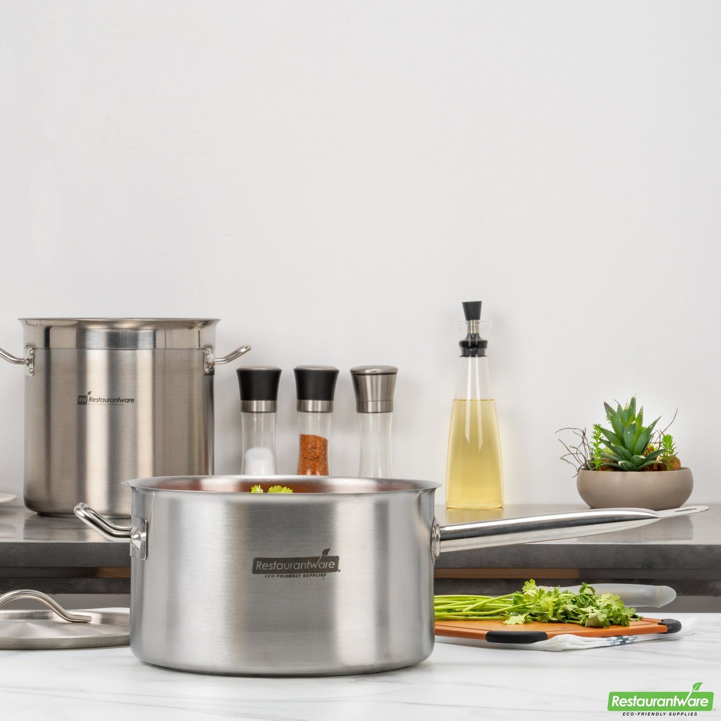 Wholesale Restaurantware Met Lux 7.5 Qt Stainless Steel Sauce Pan - Induction Ready, Dual Handle- Bulk