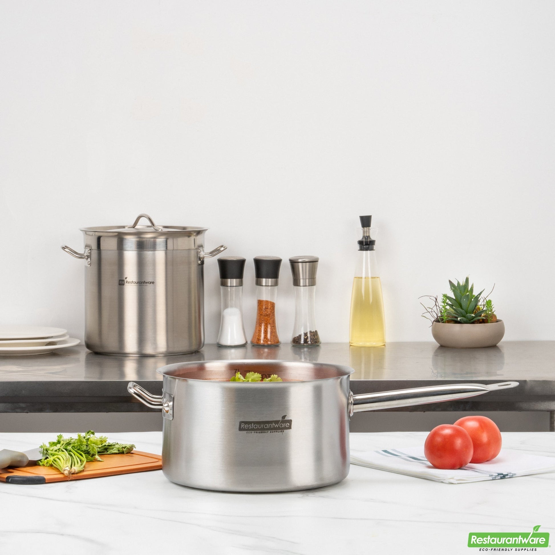 Wholesale Restaurantware Met Lux 7.5 Qt Stainless Steel Sauce Pan - Induction Ready, Dual Handle- Bulk