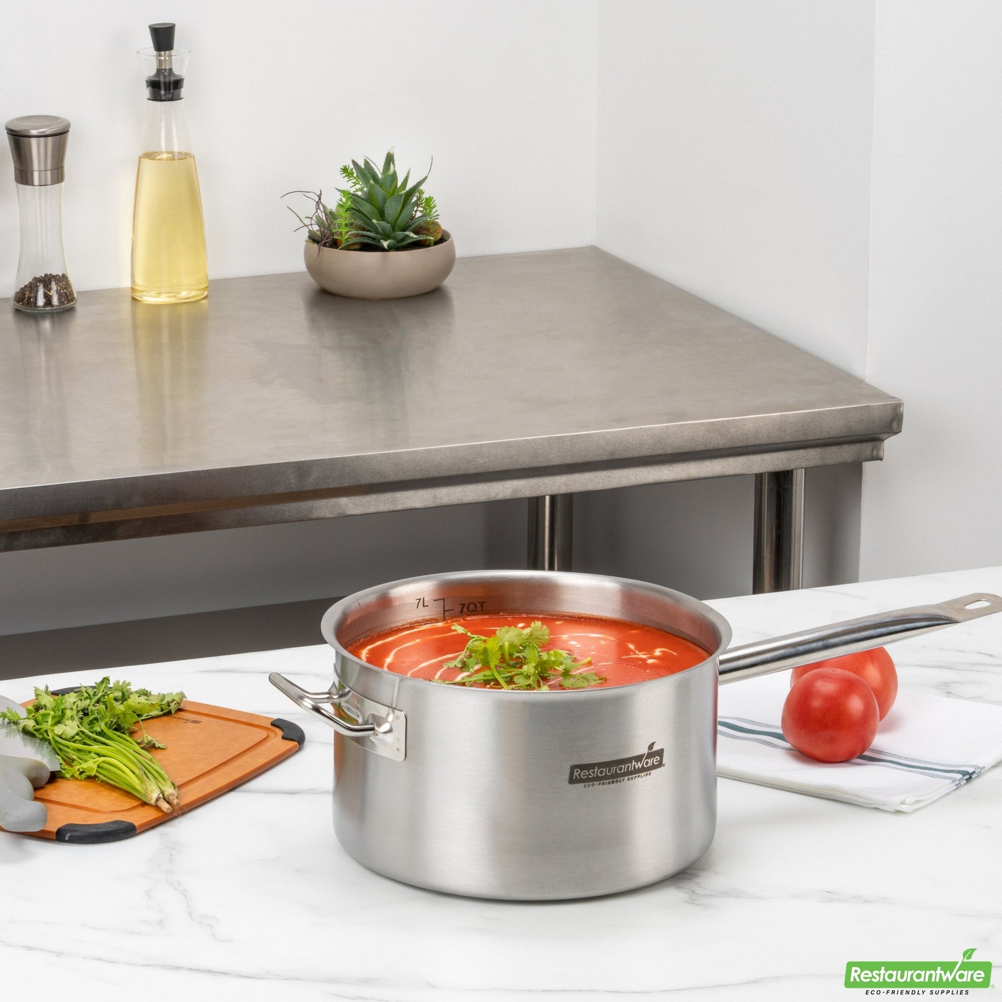 Wholesale Restaurantware Met Lux 7.5 Qt Stainless Steel Sauce Pan - Induction Ready, Dual Handle- Bulk