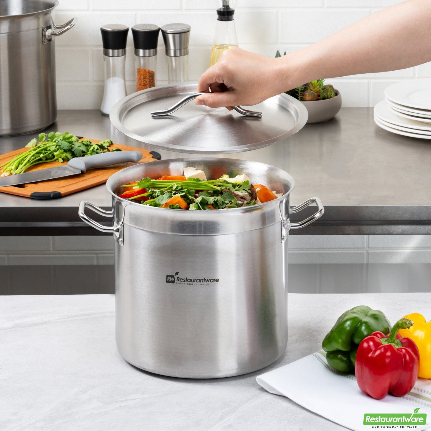 Wholesale Restaurantware 13.5 Qt Stainless Steel Stock Pot - Induction Ready - 14" X 10.8" X 10.3"- Bulk