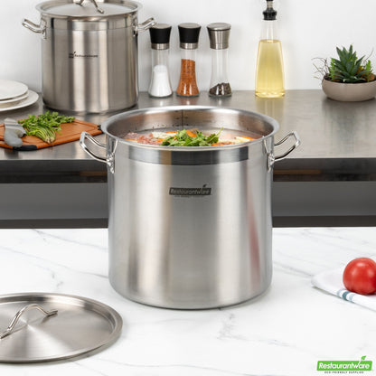 Wholesale Restaurantware Met Lux 21 Qt Stainless Steel Stock Pot - Induction Ready- Bulk