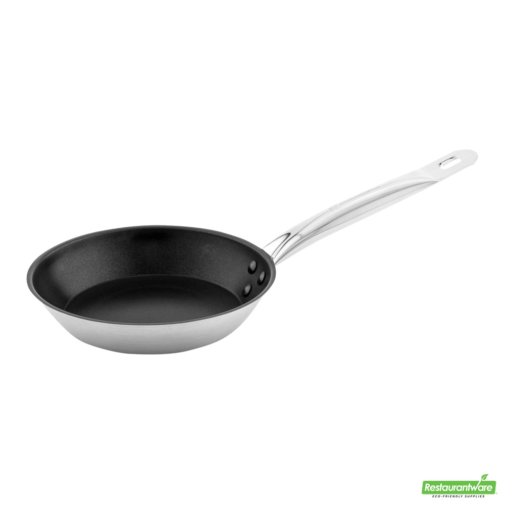 Wholesale Restaurantware Met Lux Round Stainless Steel 8" Fry Pan - Non-Stick, Induction Ready- Bulk
