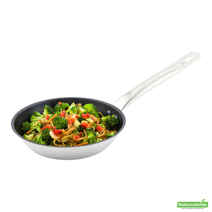 Wholesale Restaurantware Met Lux Round Stainless Steel 8" Fry Pan - Non-Stick, Induction Ready- Bulk